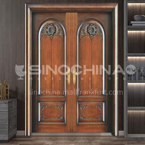 Indonesia pineapple grid log door solid wood double door carved door outdoor wooden door 5